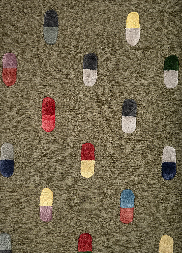 placebo green wool and viscose hand tufted Rug - CloseUp placebo green wool and viscose hand tufted Rug - CloseUp