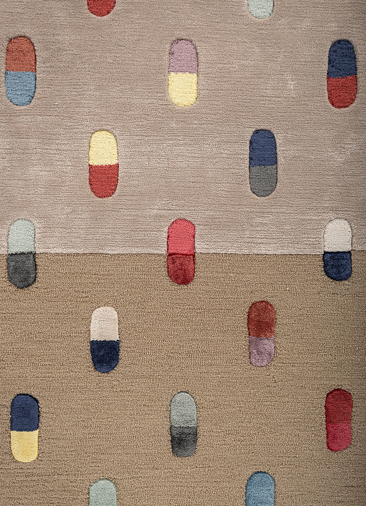 placebo beige and brown wool and viscose hand tufted Rug - CloseUp placebo beige and brown wool and viscose hand tufted Rug - CloseUp
