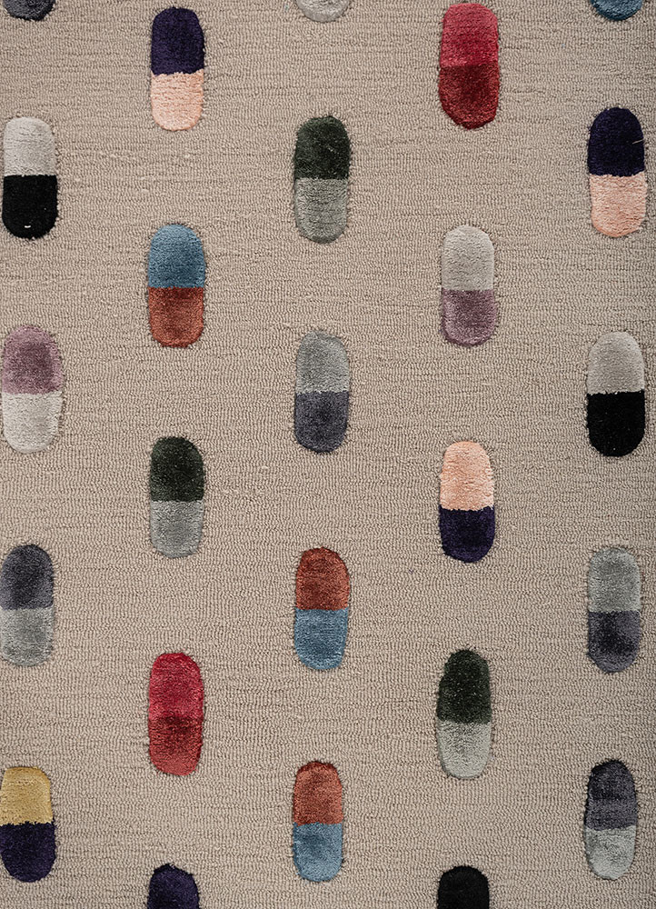 placebo ivory wool and viscose hand tufted Rug - CloseUp placebo ivory wool and viscose hand tufted Rug - CloseUp