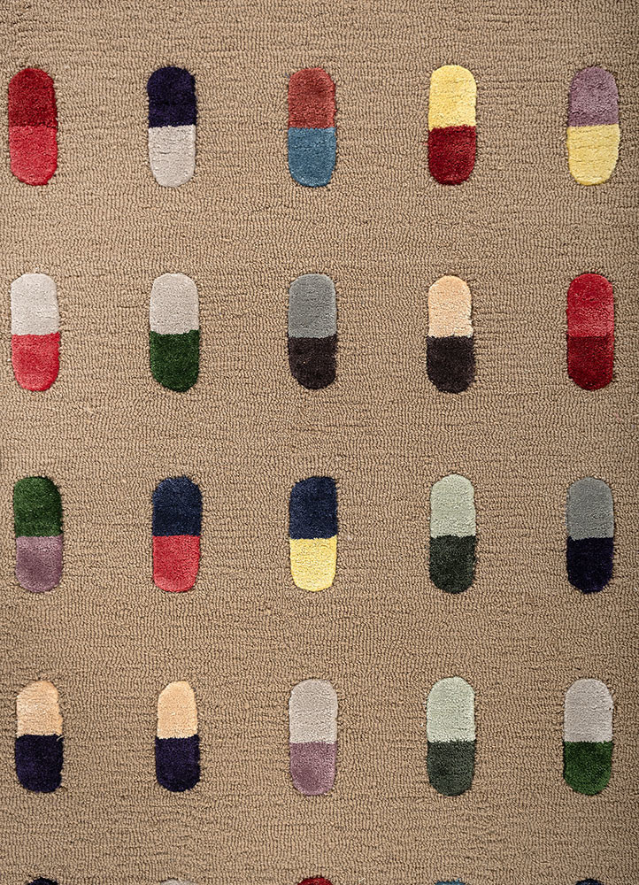 placebo beige and brown wool and viscose hand tufted Rug - CloseUp placebo beige and brown wool and viscose hand tufted Rug - CloseUp