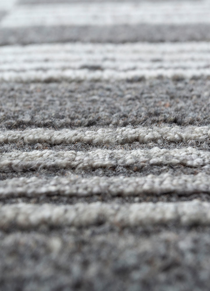 basis grey and black wool and viscose hand loom Rug - CloseUp basis grey and black wool and viscose hand loom Rug - CloseUp