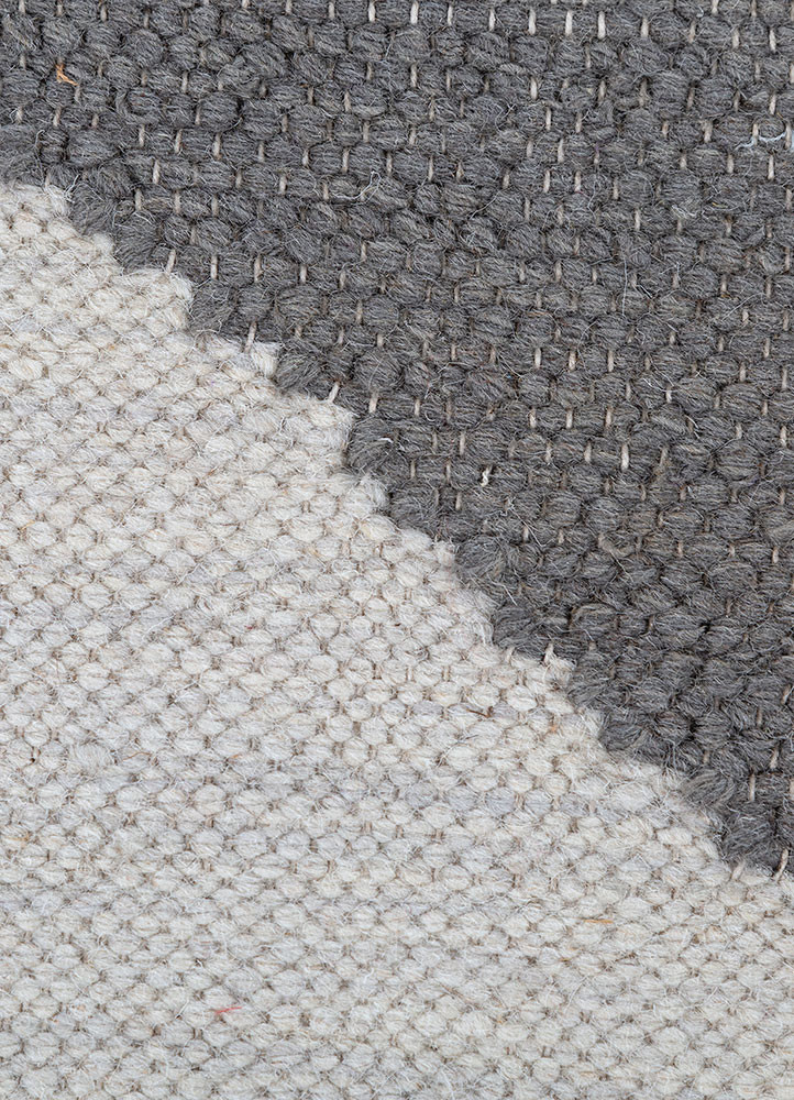 checkers grey and black wool and viscose flat weaves Rug - CloseUp checkers grey and black wool and viscose flat weaves Rug - CloseUp