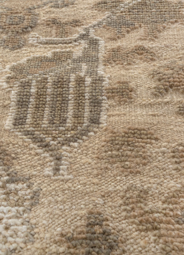 erbe beige and brown wool hand knotted Rug - CloseUp erbe beige and brown wool hand knotted Rug - CloseUp