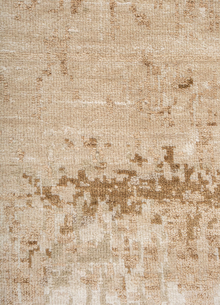 entropy beige and brown wool and silk hand knotted Rug - CloseUp entropy beige and brown wool and silk hand knotted Rug - CloseUp