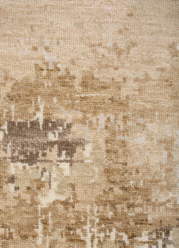 entropy gold wool and silk hand knotted Rug - CloseUp entropy gold wool and silk hand knotted Rug - CloseUp