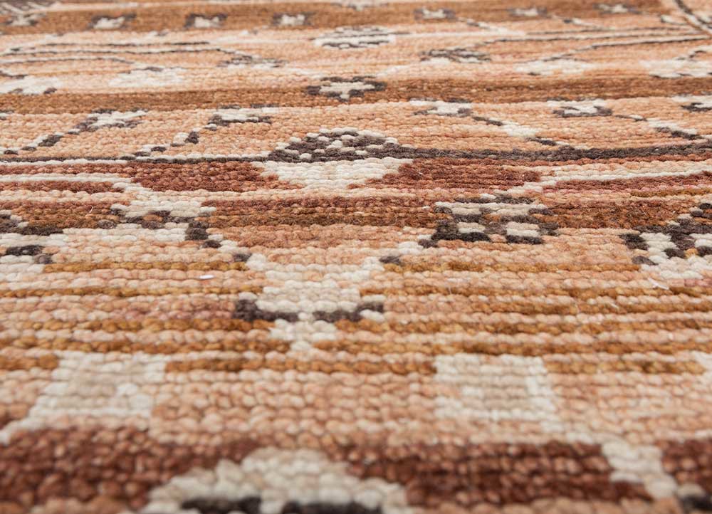 viscaya red and orange wool hand knotted Rug - CloseUp