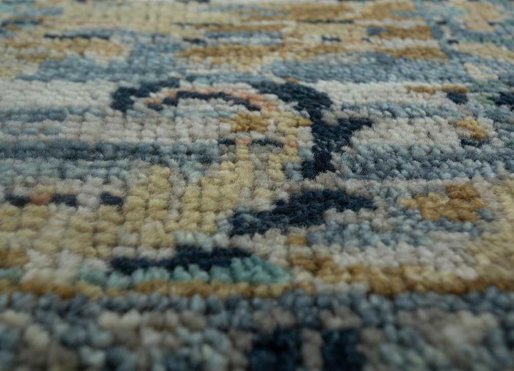 viscaya blue wool hand knotted Rug - CloseUp
