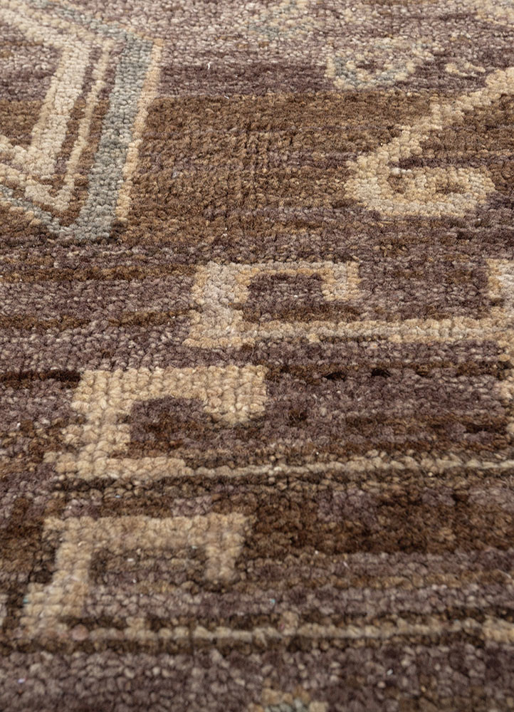thyme beige and brown wool hand knotted Rug - CloseUp thyme beige and brown wool hand knotted Rug - CloseUp