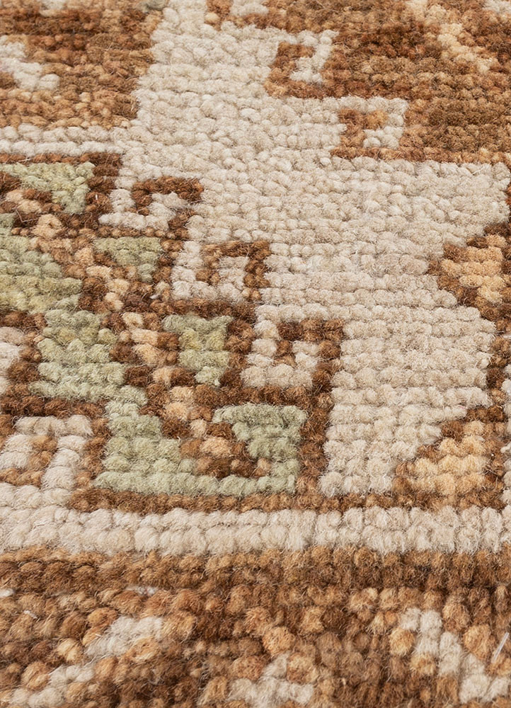 thyme beige and brown wool hand knotted Rug - CloseUp thyme beige and brown wool hand knotted Rug - CloseUp
