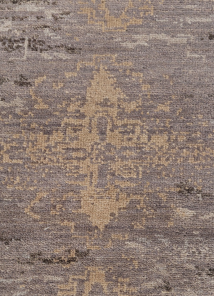 savana grey and black wool hand knotted Rug - CloseUp