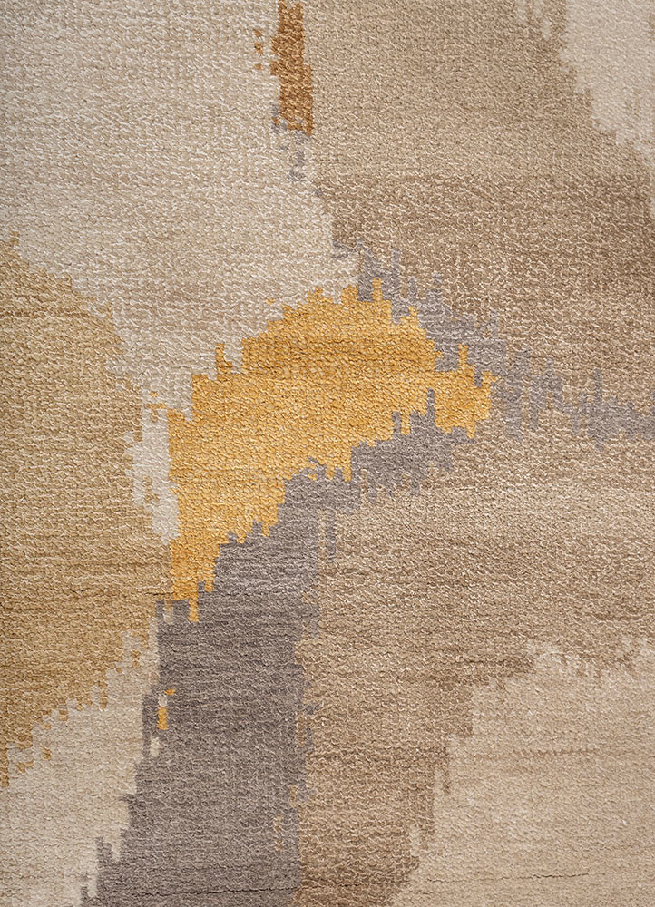 aprezo ivory wool and bamboo silk hand knotted Rug - CloseUp