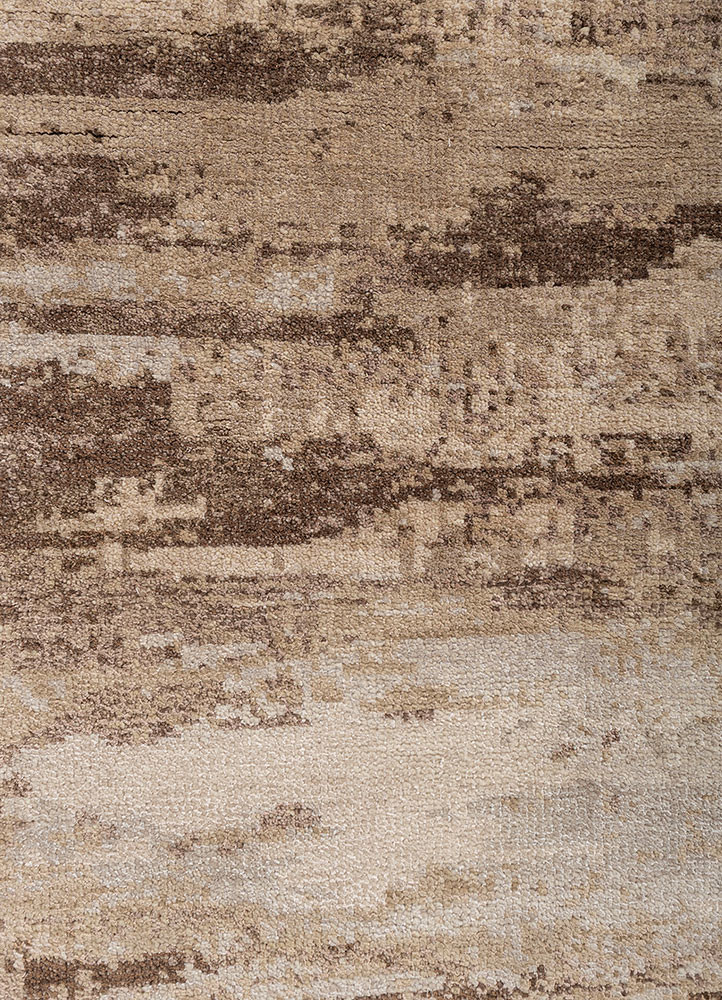 aprezo beige and brown wool and bamboo silk hand knotted Rug - CloseUp aprezo beige and brown wool and bamboo silk hand knotted Rug - CloseUp