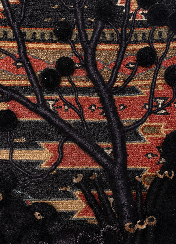 wall installation grey and black wool and bamboo silk wall art WALL ART & TAPESTRY - CloseUp