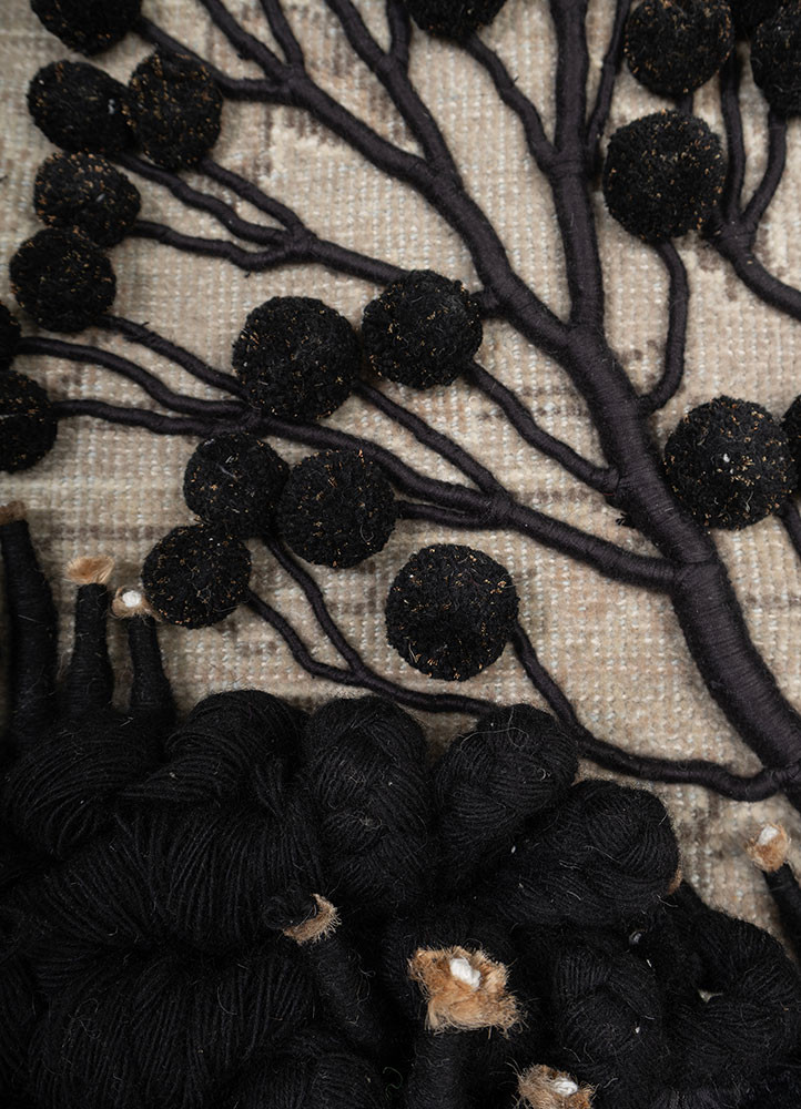 wall installation grey and black wool and bamboo silk wall art WALL ART & TAPESTRY - CloseUp wall installation grey and black wool and bamboo silk wall art WALL ART & TAPESTRY - CloseUp
