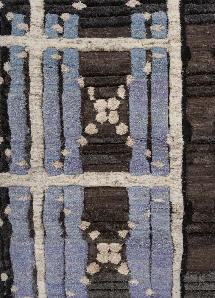 exposed spine beige and brown wool and bamboo silk hand knotted WALL ART & TAPESTRY - CloseUp