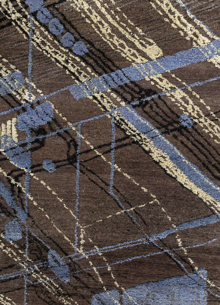 exposed spine beige and brown wool and bamboo silk hand knotted WALL ART & TAPESTRY - CloseUp exposed spine beige and brown wool and bamboo silk hand knotted WALL ART & TAPESTRY - CloseUp