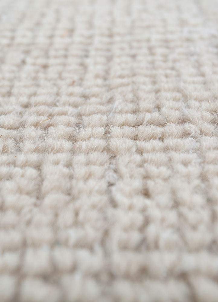 thyme ivory wool hand knotted Rug - CloseUp