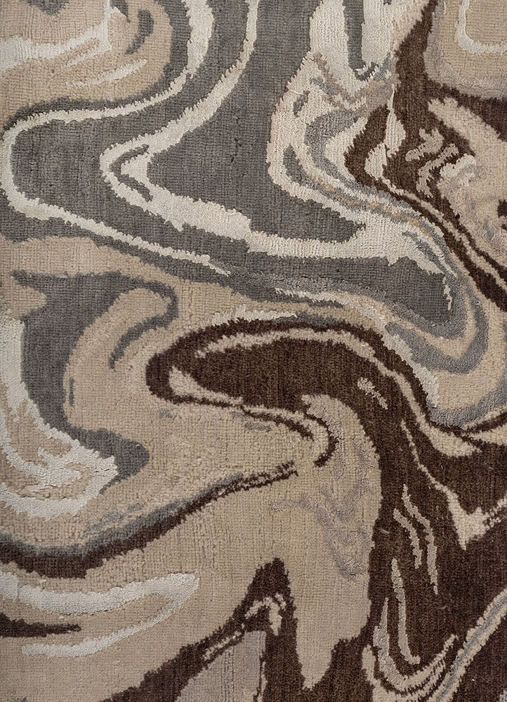 aprezo ivory wool and bamboo silk hand knotted Rug - CloseUp