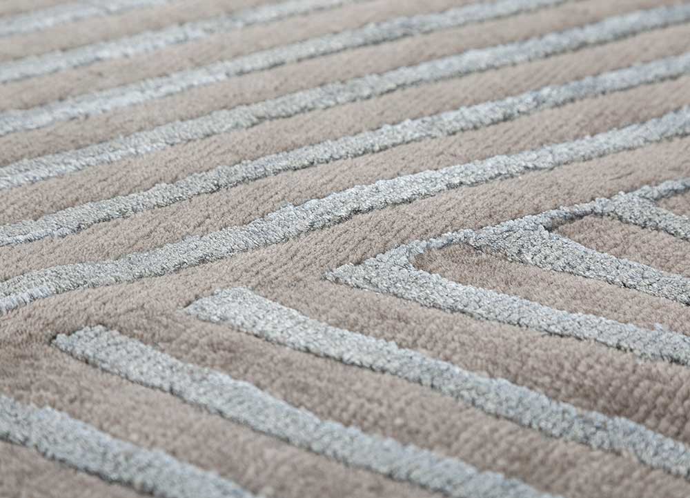 azalea beige and brown wool and bamboo silk hand knotted Rug - CloseUp azalea beige and brown wool and bamboo silk hand knotted Rug - CloseUp