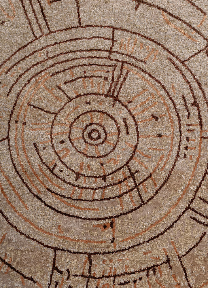 whispers of the desert red and orange wool and bamboo silk hand knotted Rug - CloseUp