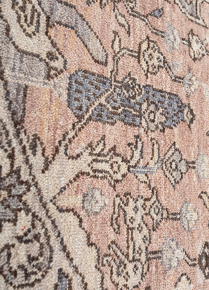 someplace in time red and orange afghan wool hand knotted Rug - CloseUp