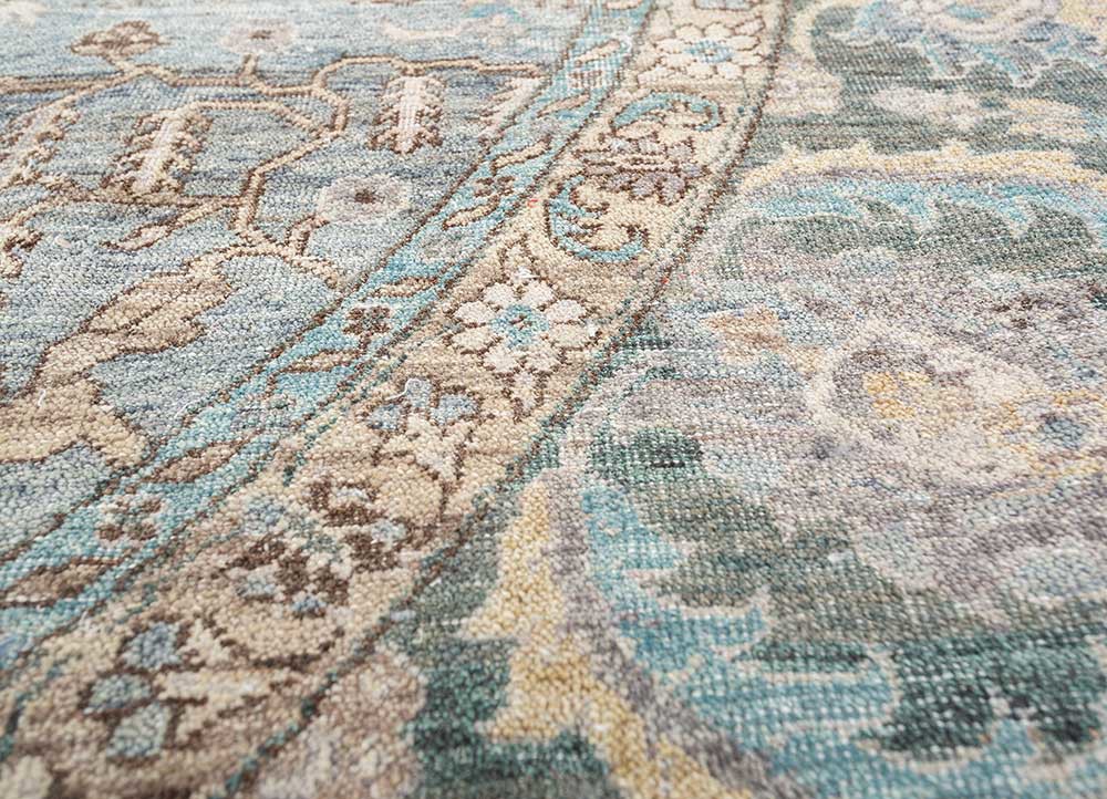 someplace in time blue afghan wool hand knotted Rug - CloseUp someplace in time blue afghan wool hand knotted Rug - CloseUp