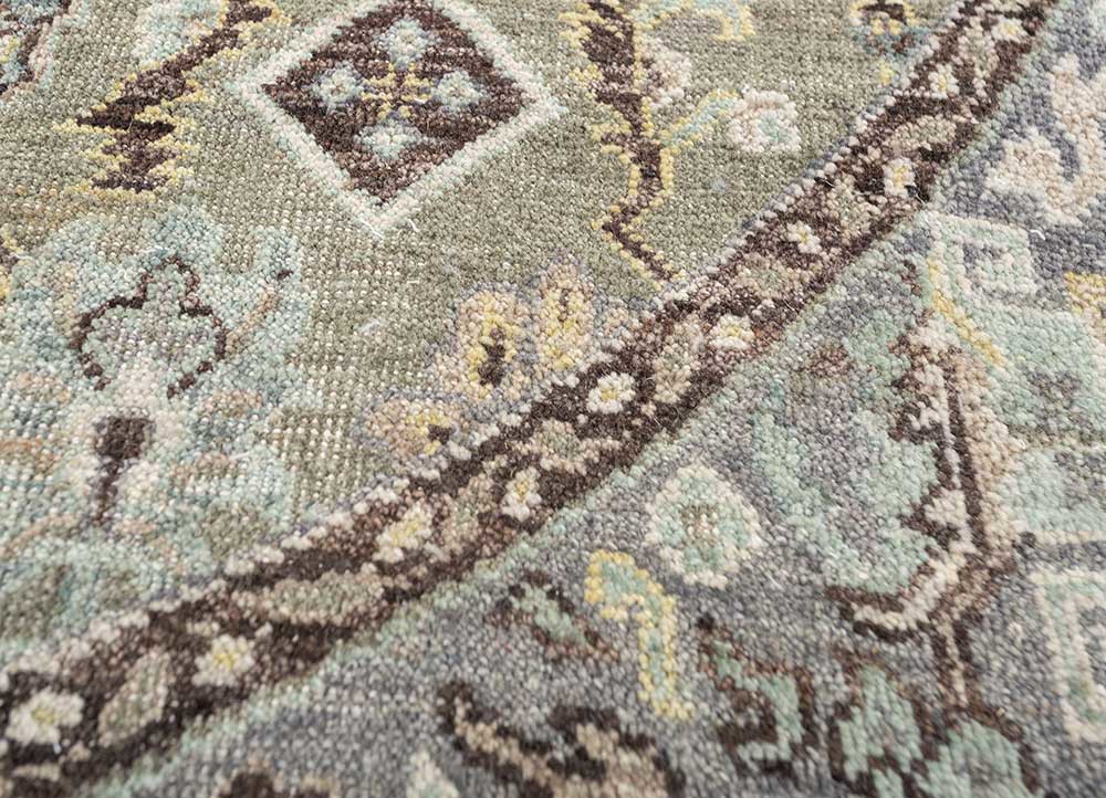 someplace in time green afghan wool hand knotted Rug - CloseUp someplace in time green afghan wool hand knotted Rug - CloseUp
