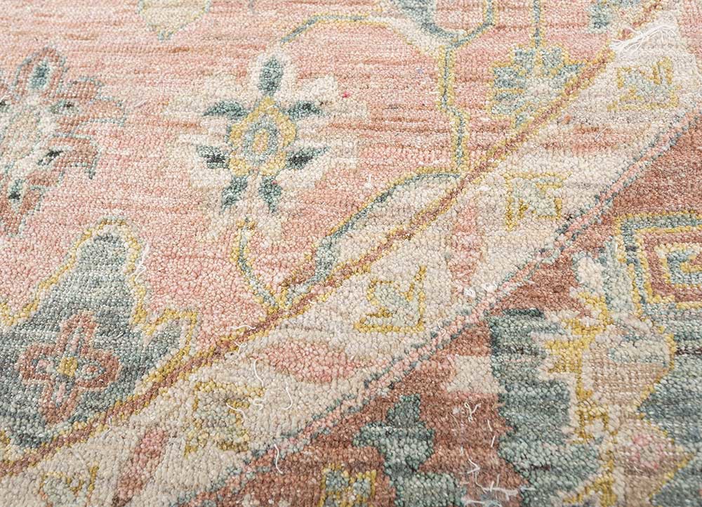 someplace in time red and orange afghan wool hand knotted Rug - CloseUp