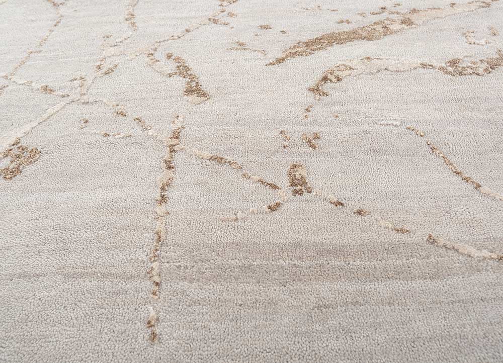 urban pause by kavi grey and black wool and silk hand knotted Rug - CloseUp