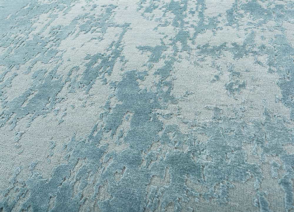 chaos theory by kavi blue wool and bamboo silk hand knotted Rug - CloseUp chaos theory by kavi blue wool and bamboo silk hand knotted Rug - CloseUp