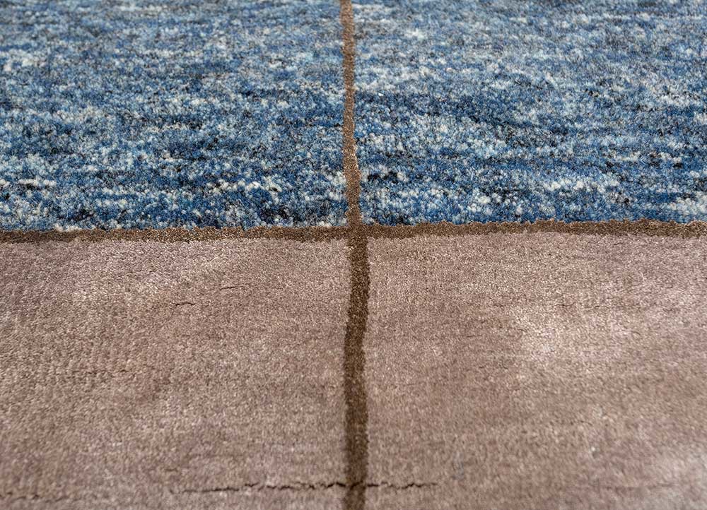 chaos theory by kavi beige and brown wool and bamboo silk hand knotted Rug - CloseUp