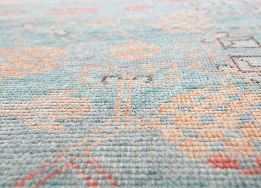 erbe blue wool hand knotted Rug - CloseUp erbe blue wool hand knotted Rug - CloseUp