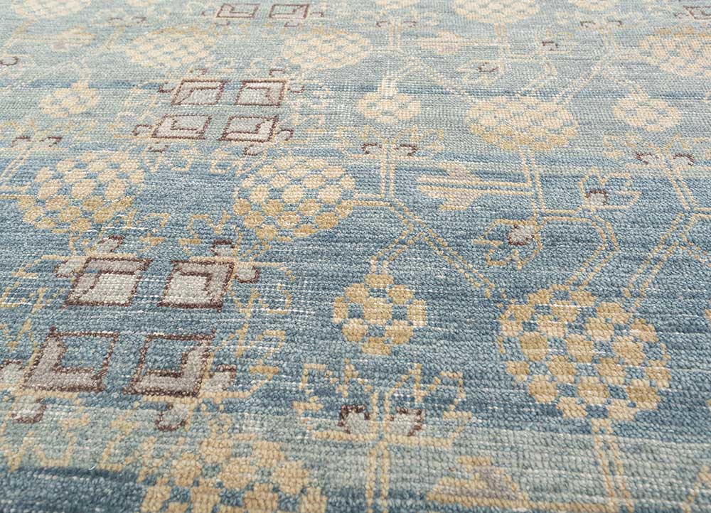 erbe blue wool hand knotted Rug - CloseUp erbe blue wool hand knotted Rug - CloseUp