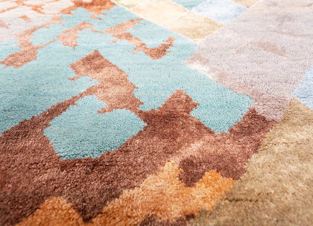 manchaha blue wool and bamboo silk hand knotted Rug - CloseUp manchaha blue wool and bamboo silk hand knotted Rug - CloseUp