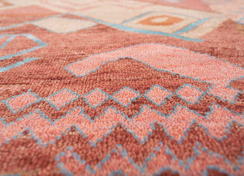 manchaha red and orange wool and bamboo silk hand knotted Rug - CloseUp manchaha red and orange wool and bamboo silk hand knotted Rug - CloseUp