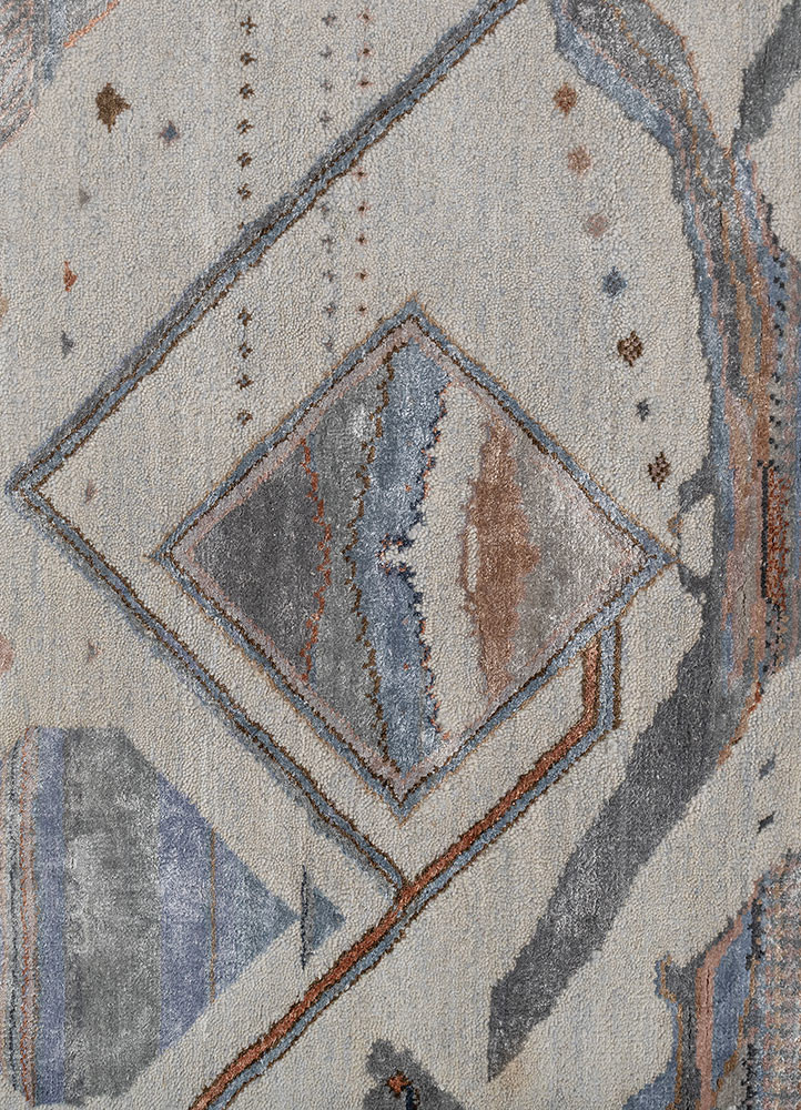 manchaha blue wool and bamboo silk hand knotted Rug - CloseUp manchaha blue wool and bamboo silk hand knotted Rug - CloseUp
