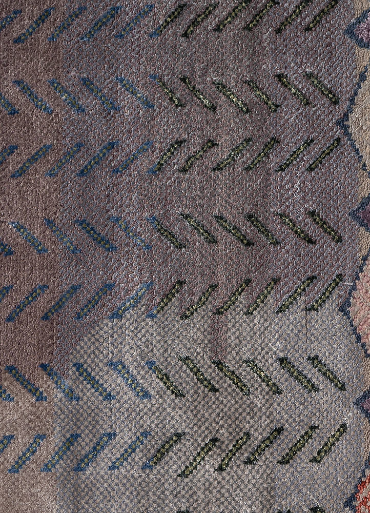 manchaha pink and purple wool and bamboo silk hand knotted Rug - CloseUp manchaha pink and purple wool and bamboo silk hand knotted Rug - CloseUp
