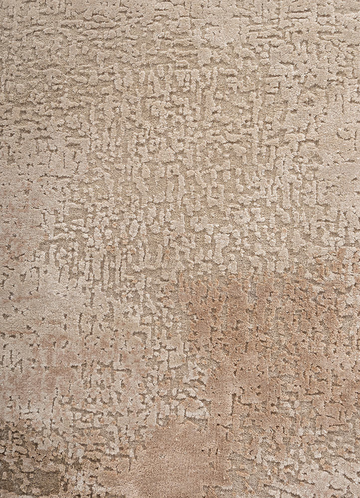 uvenuti beige and brown wool and bamboo silk hand knotted Rug - CloseUp