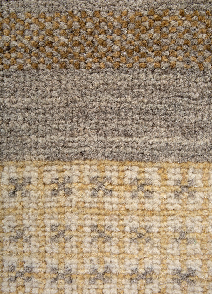 blythe beige and brown wool hand knotted Rug - CloseUp