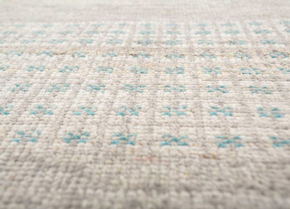 blythe blue afghan wool hand knotted Rug - CloseUp