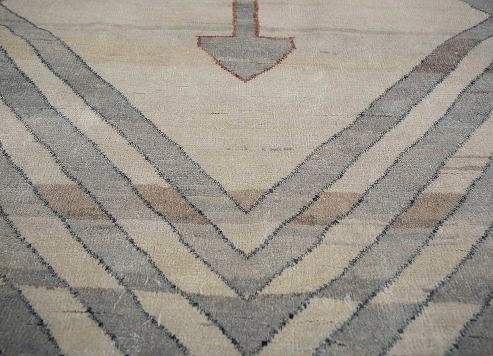 manchaha grey and black wool and silk hand knotted Rug - CloseUp