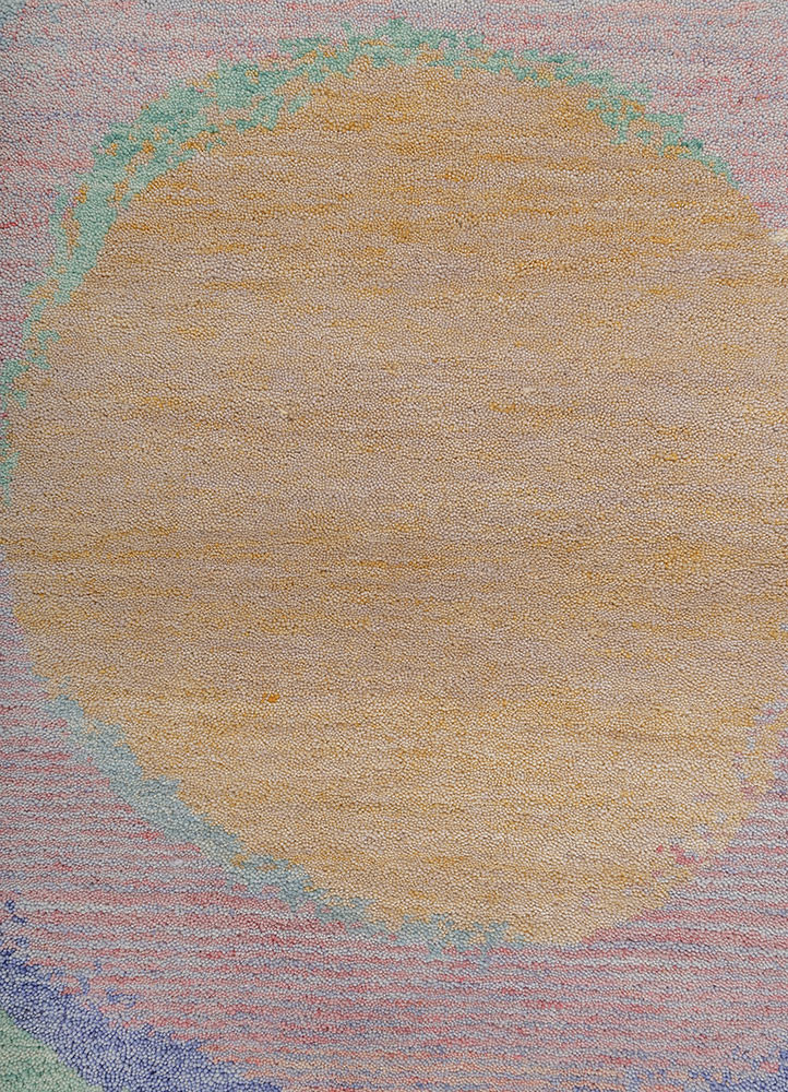 kavi x manchaha blue wool hand knotted Rug - CloseUp kavi x manchaha blue wool hand knotted Rug - CloseUp