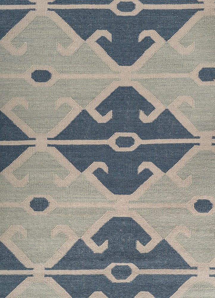 bedouin blue wool flat weaves Rug - CloseUp bedouin blue wool flat weaves Rug - CloseUp