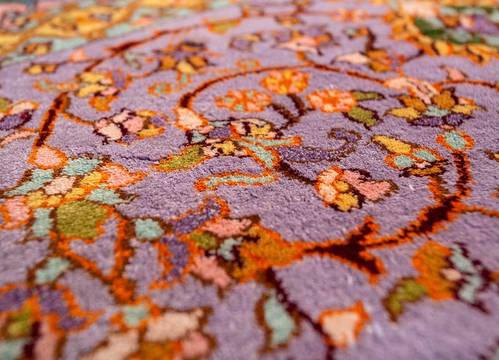 gulmarg blue silk hand knotted Rug - CloseUp gulmarg blue silk hand knotted Rug - CloseUp