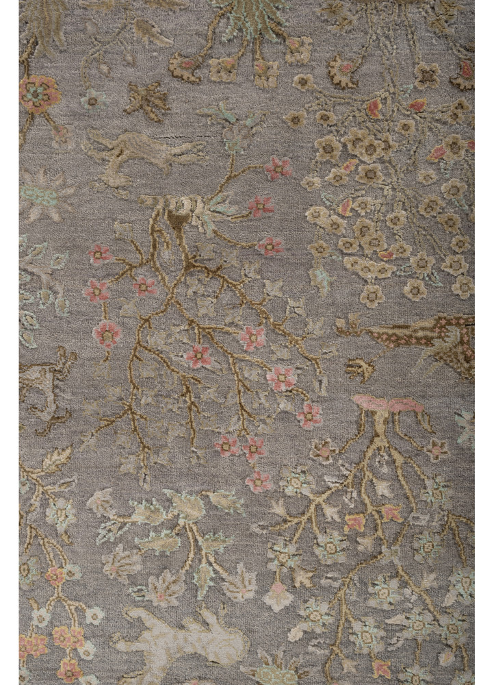 aprezo grey and black wool and silk hand knotted Rug - CloseUp aprezo grey and black wool and silk hand knotted Rug - CloseUp