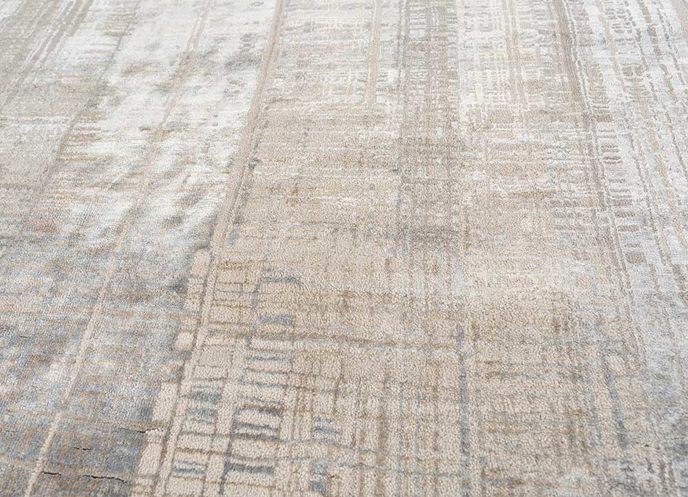 unstring by kavi grey and black wool and bamboo silk hand knotted Rug - CloseUp unstring by kavi grey and black wool and bamboo silk hand knotted Rug - CloseUp