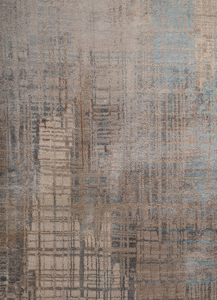 unstring by kavi grey and black wool and bamboo silk hand knotted Rug - CloseUp unstring by kavi grey and black wool and bamboo silk hand knotted Rug - CloseUp