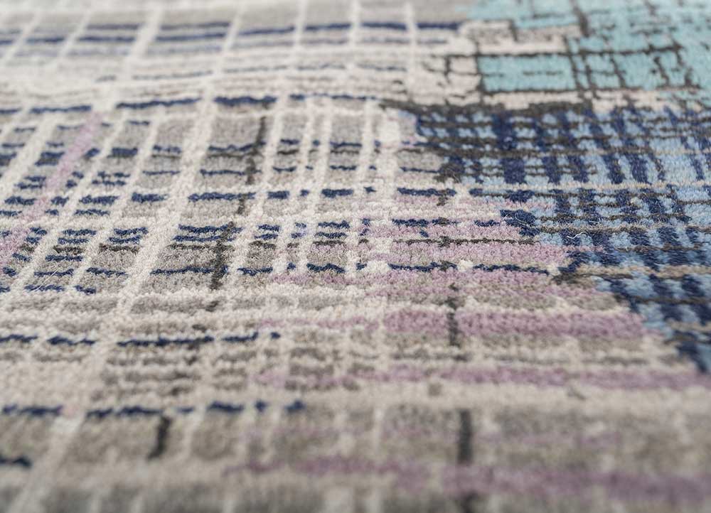 unstring by kavi grey and black wool and bamboo silk hand knotted Rug - CloseUp unstring by kavi grey and black wool and bamboo silk hand knotted Rug - CloseUp