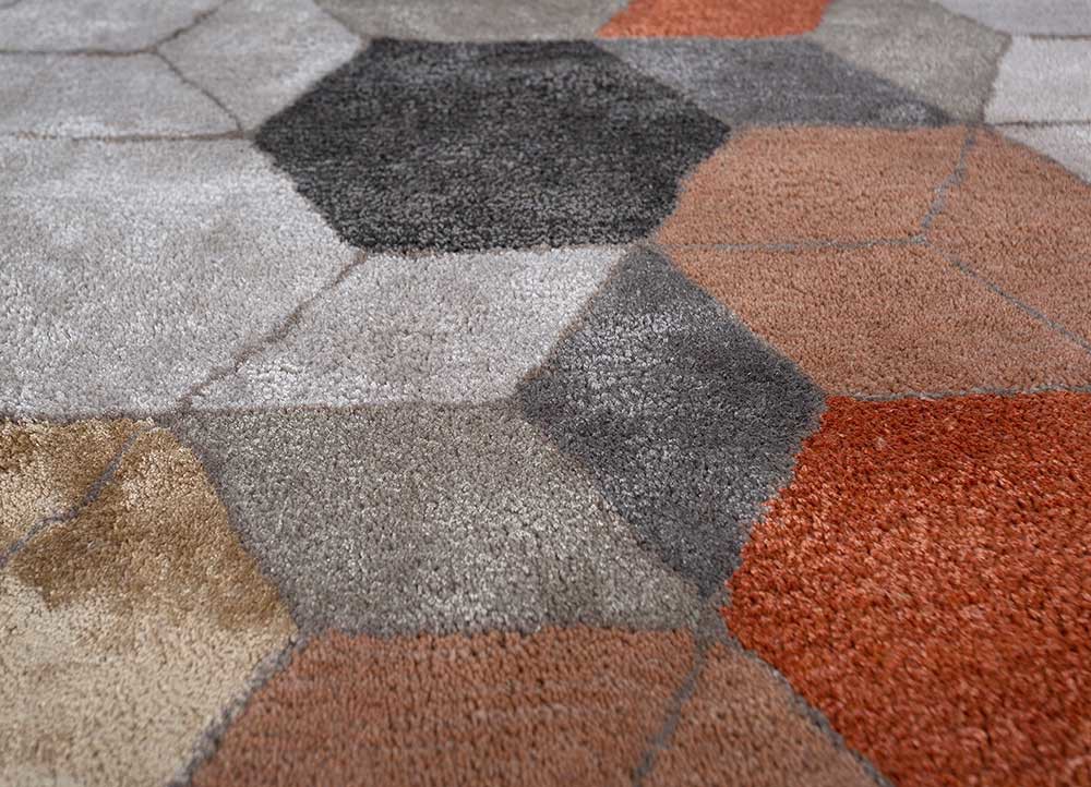 genesis beige and brown wool and viscose hand tufted Rug - CloseUp genesis beige and brown wool and viscose hand tufted Rug - CloseUp