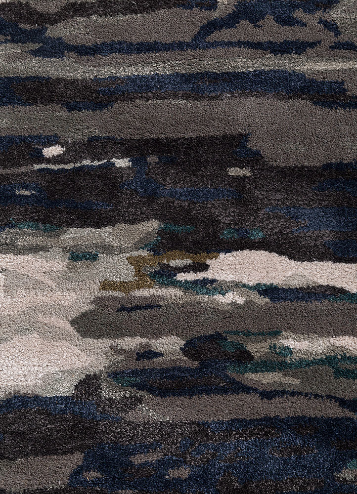 genesis grey and black wool and viscose hand tufted Rug - CloseUp genesis grey and black wool and viscose hand tufted Rug - CloseUp